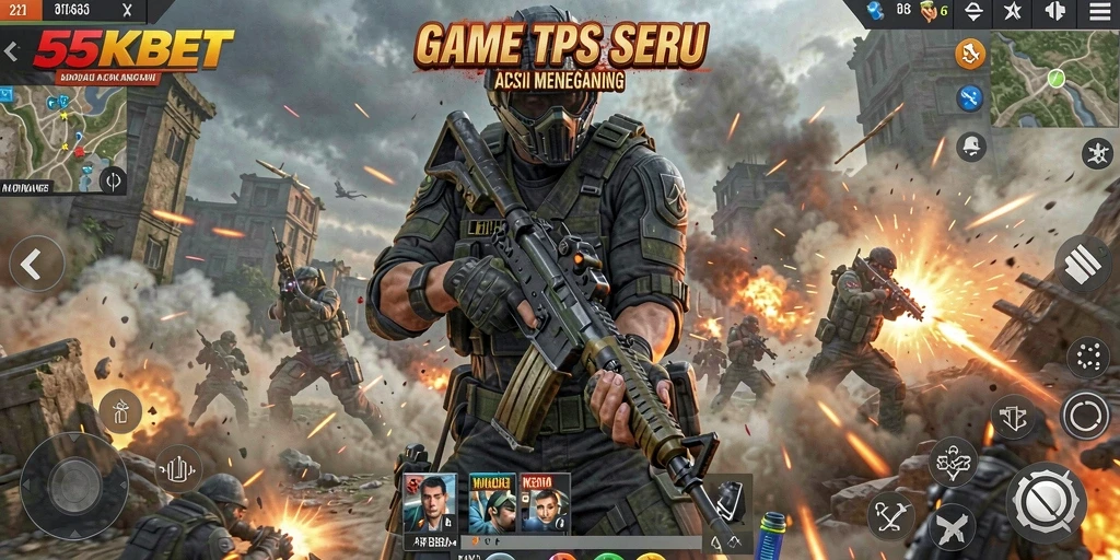 Screenshot gameplay TPS yang mendebarkan di 55KBET.