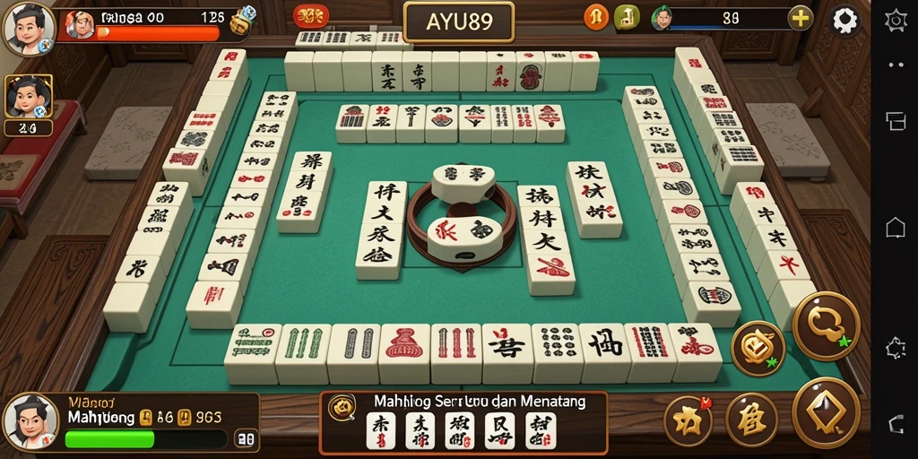 Tampilan gameplay AYU89 menunjukkan strategi Mahjong yang seru.