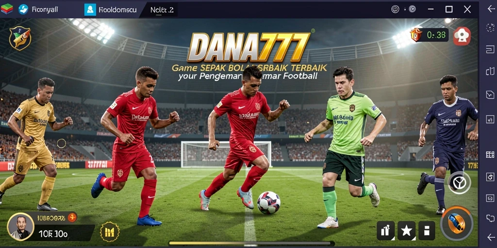 Tampilan gameplay DANA777 dengan aksi pertandingan sepak bola yang mendebarkan.