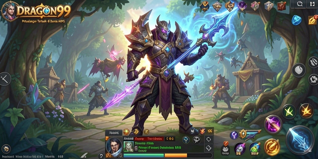 Tampilan menarik dari gameplay ARPG dalam DRAGON99.