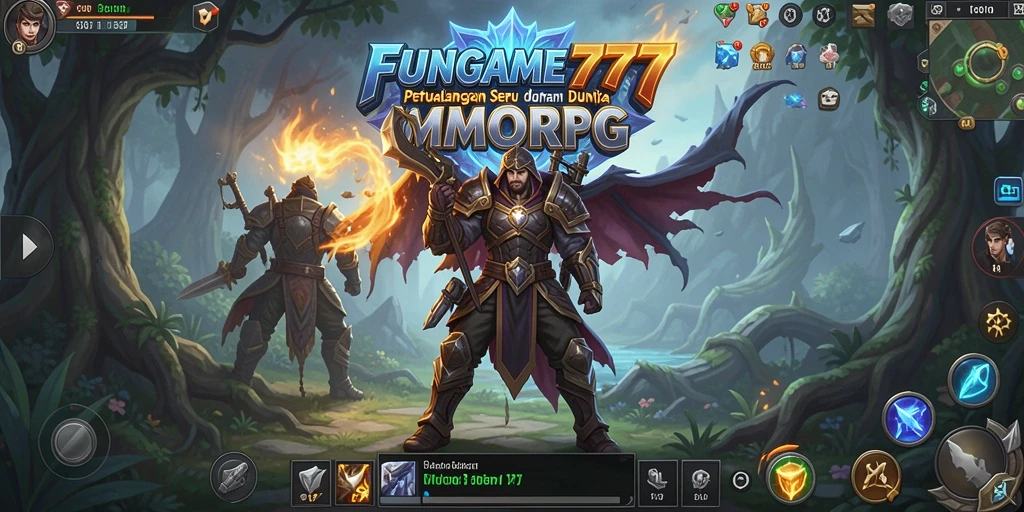 Screenshot gameplay <strong>FUNGAME777</strong> menunjukkan pertarungan epik dalam dunia MMORPG.
