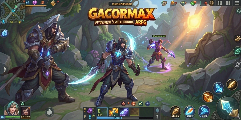 Screenshot gameplay dari GACORMAX yang menunjukkan aksi pertarungan epik.