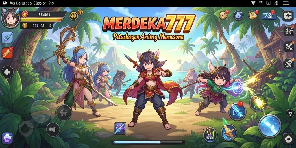 Tangkapan layar MERDEKA777 menampilkan pertarungan karakter anime yang intens.