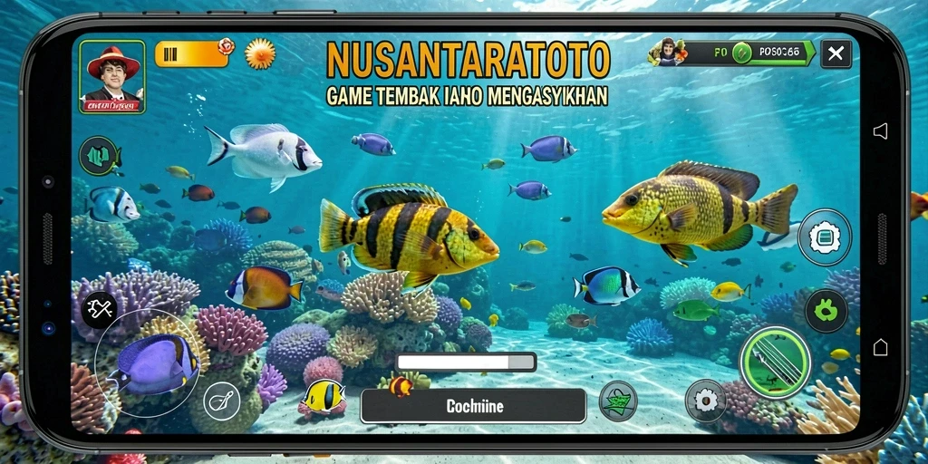 Screenshot NUSANTARATOTO menampilkan aksi menembak ikan di lautan.