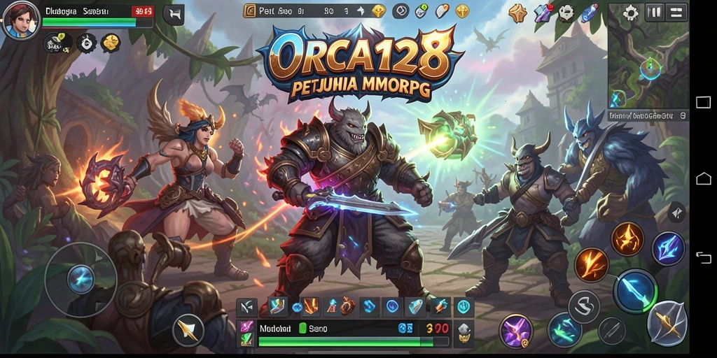 Screenshot gameplay ORCA128 menunjukkan aksi seru dalam dunia MMORPG.