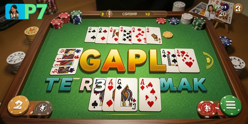 Screenshot gameplay PP7 dengan pemain sedang bertanding Gaple.