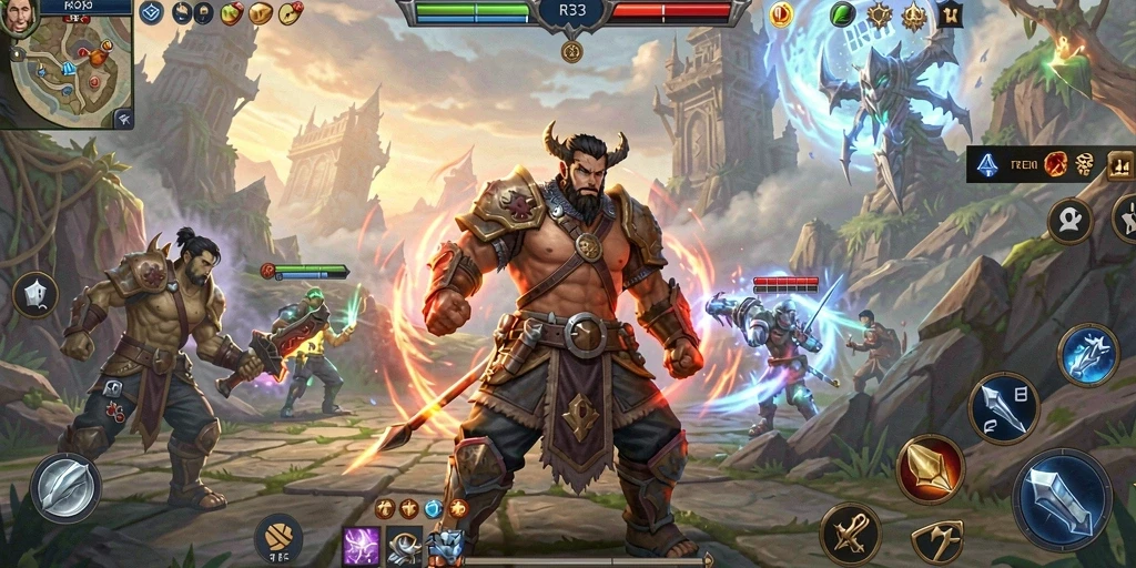 Screenshot gameplay MMORPG RR33 yang menampilkan aksi seru dalam pertempuran.