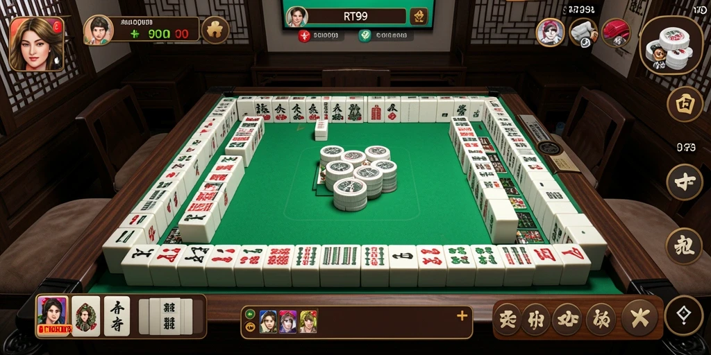 Screenshot utama RT99 menampilkan permainan Mahjong yang seru dan menarik.