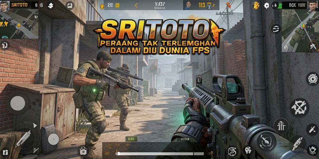 Tampilan gameplay SRITOTO menampilkan pertempuran seru dan aksi intens di lingkungan FPS.
